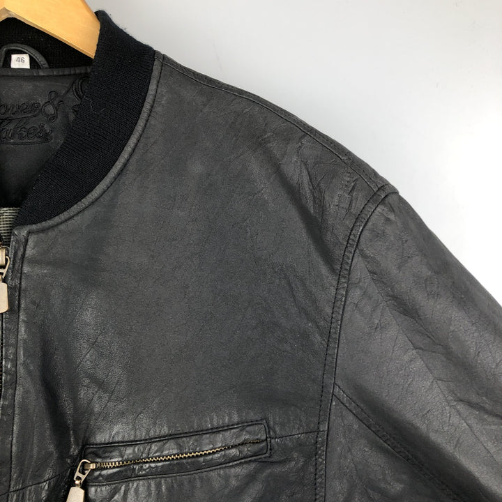 Rover & Lakes Leather Blouson, Men's Size L genuine leather black type Vintage Second Hand