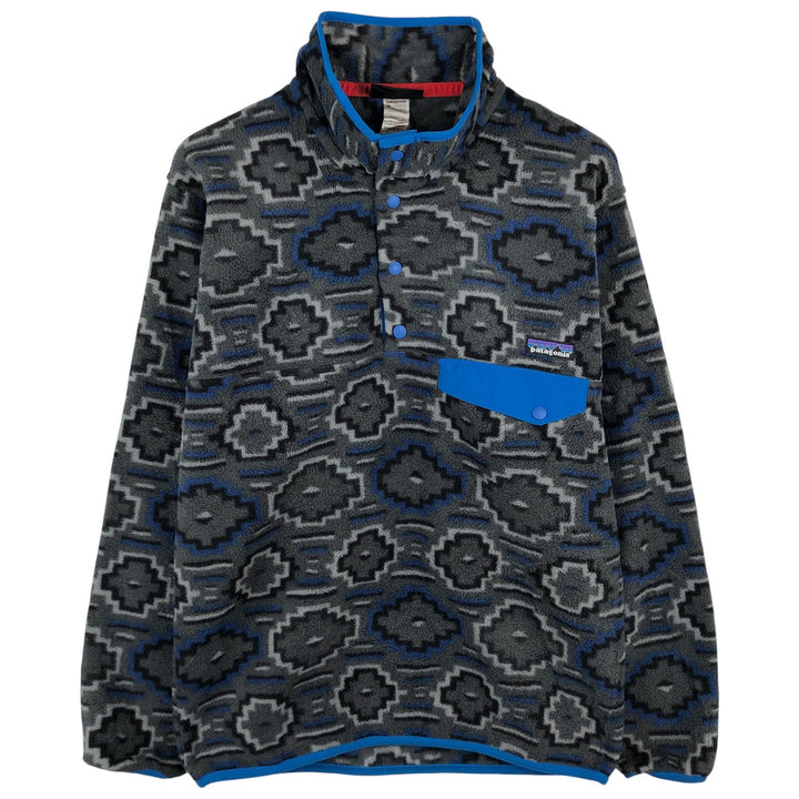Patagonia Synchilla Snap-T 25450FA12, all-over print, half-snap fleece pullover, men's size S polyester gray type Vintage Second Hand