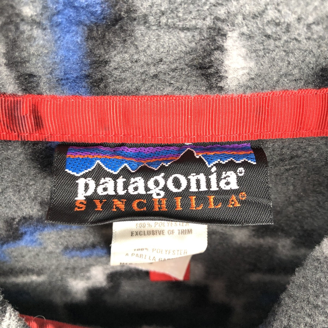 Patagonia Synchilla Snap-T 25450FA12, all-over print, half-snap fleece pullover, men's size S polyester gray type Vintage Second Hand