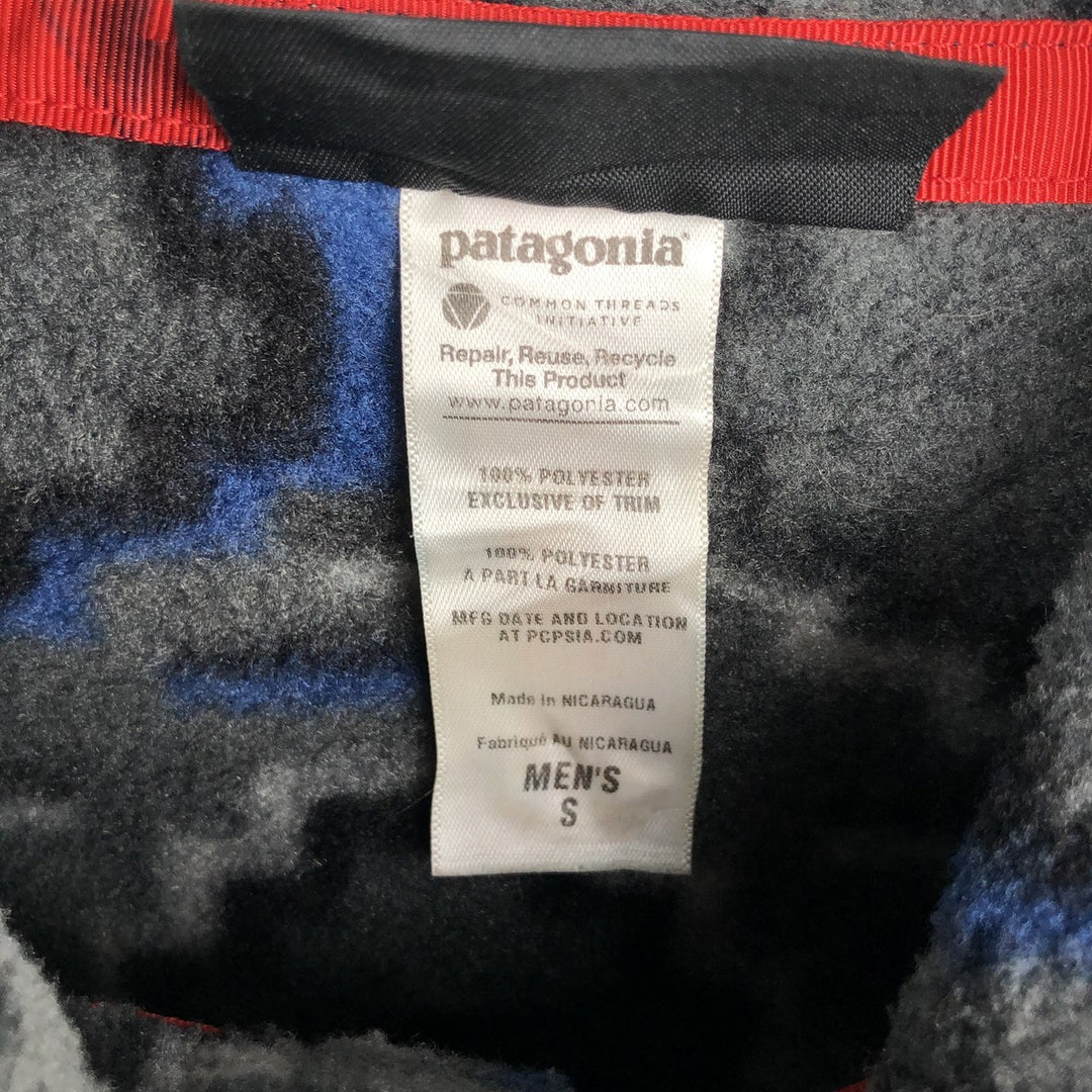 Patagonia Synchilla Snap-T 25450FA12, all-over print, half-snap fleece pullover, men's size S polyester gray type Vintage Second Hand