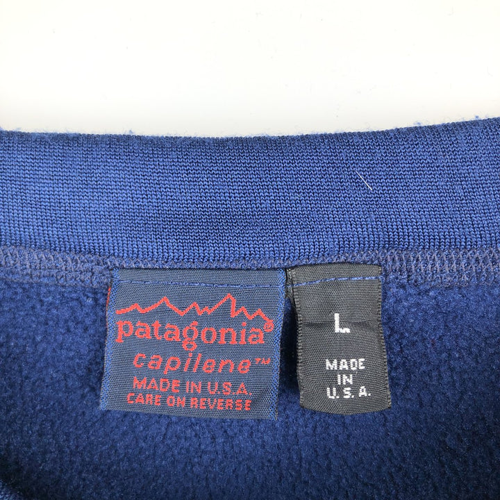 2000'S Patagonia Capilene 42261F8 Henley Fleece Sweatshirt, Made in USA, Men's Size L polyester navy blue type Vintage Second Hand