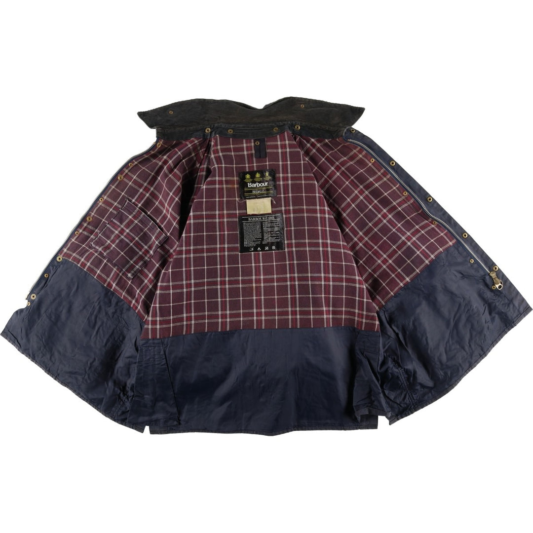 1990'S Barbour Bedale (formerly 3 Warrant) waxed cotton oiled jacket, Made in England, C50, Men's XXL cotton navy blue type Vintage Second Hand