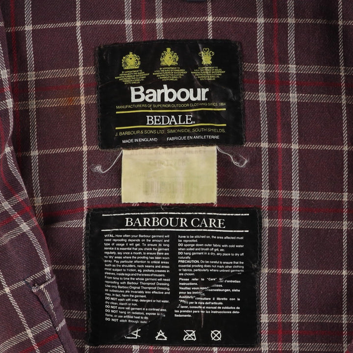 1990'S Barbour Bedale (formerly 3 Warrant) waxed cotton oiled jacket, Made in England, C50, Men's XXL cotton navy blue type Vintage Second Hand