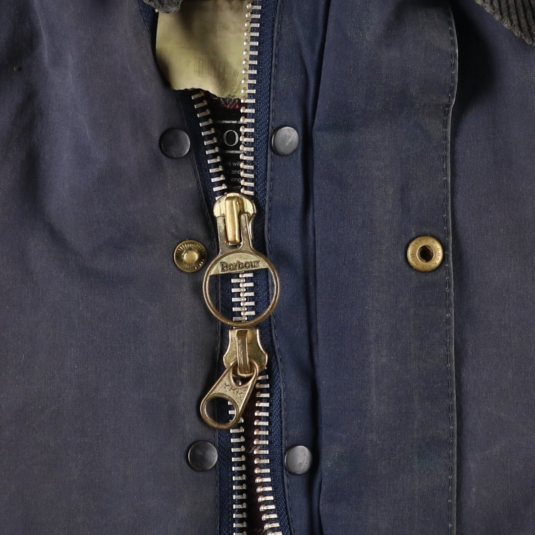 1990'S Barbour Bedale (formerly 3 Warrant) waxed cotton oiled jacket, Made in England, C50, Men's XXL cotton navy blue type Vintage Second Hand