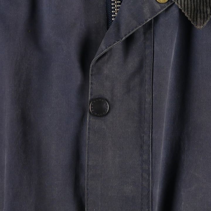 1990'S Barbour Bedale (formerly 3 Warrant) waxed cotton oiled jacket, Made in England, C50, Men's XXL cotton navy blue type Vintage Second Hand
