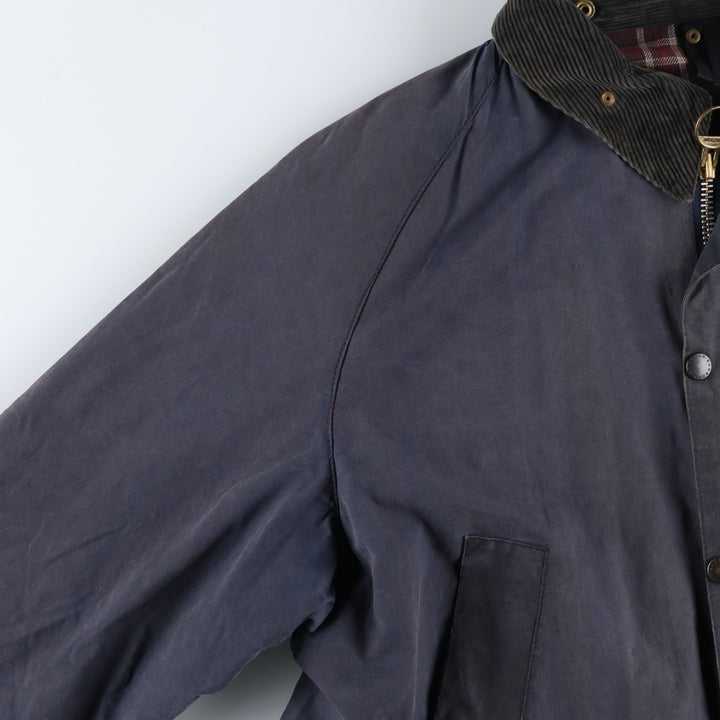 1990'S Barbour Bedale (formerly 3 Warrant) waxed cotton oiled jacket, Made in England, C50, Men's XXL cotton navy blue type Vintage Second Hand