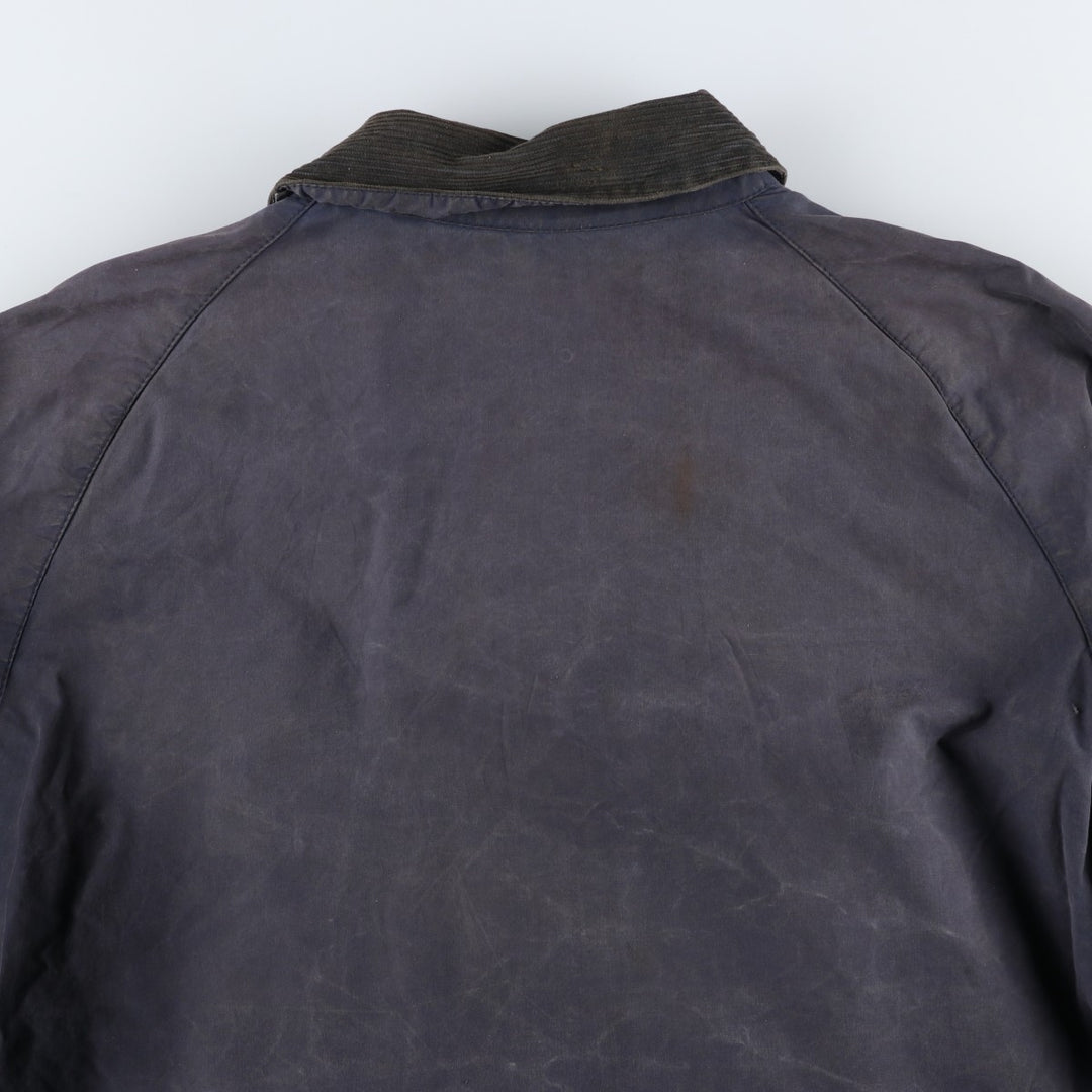 1990'S Barbour Bedale (formerly 3 Warrant) waxed cotton oiled jacket, Made in England, C50, Men's XXL cotton navy blue type Vintage Second Hand