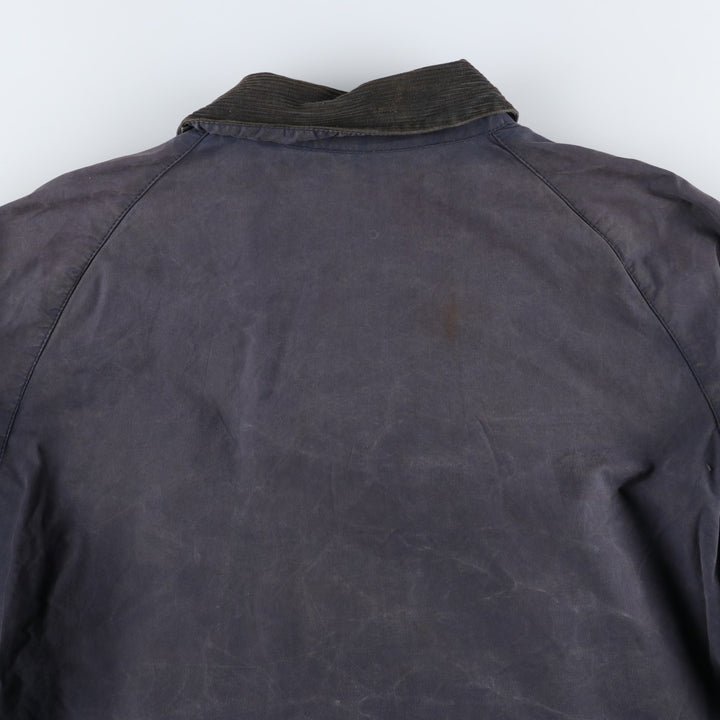 1990'S Barbour Bedale (formerly 3 Warrant) waxed cotton oiled jacket, Made in England, C50, Men's XXL cotton navy blue type Vintage Second Hand