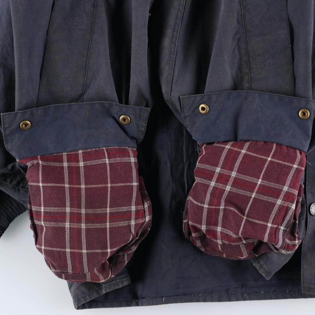 1990'S Barbour Bedale (formerly 3 Warrant) waxed cotton oiled jacket, Made in England, C50, Men's XXL cotton navy blue type Vintage Second Hand