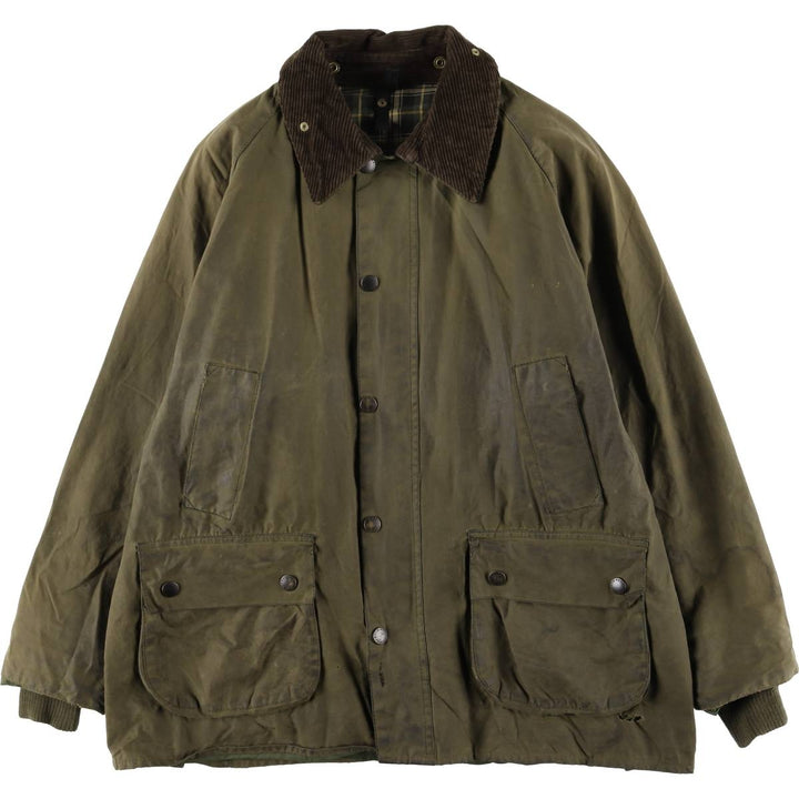 2000'S Barbour Bedale 3-Warrant Waxed Cotton Oiled Jacket, Made in England, Size C42 (Men's L equivalent) cotton Khaki type Vintage Second Hand