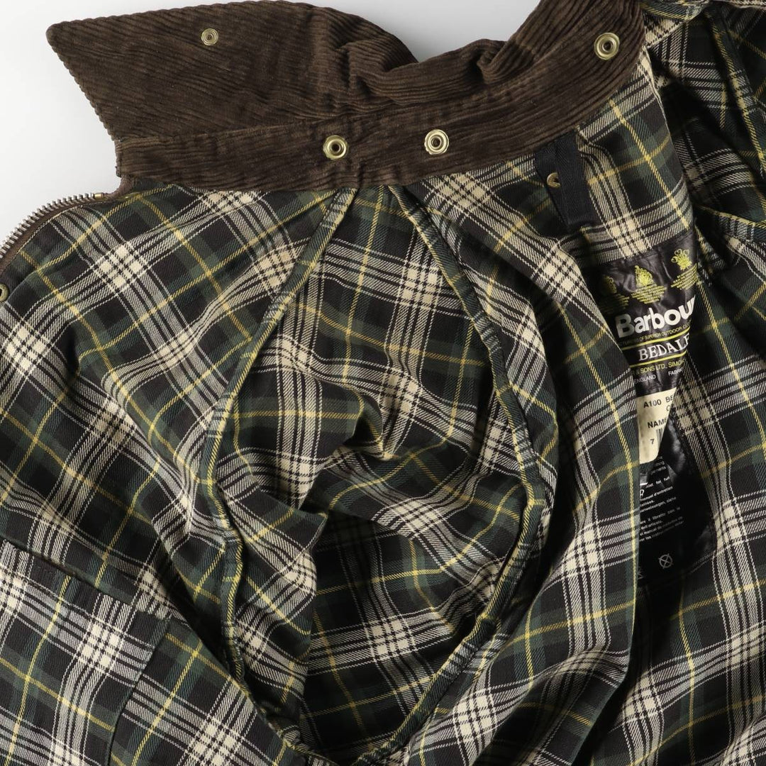 2000'S Barbour Bedale 3-Warrant Waxed Cotton Oiled Jacket, Made in England, Size C42 (Men's L equivalent) cotton Khaki type Vintage Second Hand