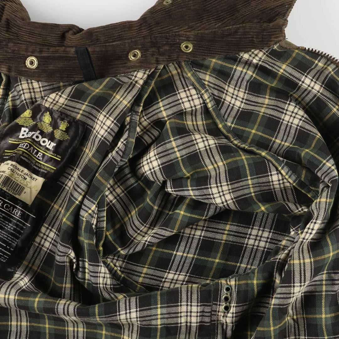2000'S Barbour Bedale 3-Warrant Waxed Cotton Oiled Jacket, Made in England, Size C42 (Men's L equivalent) cotton Khaki type Vintage Second Hand