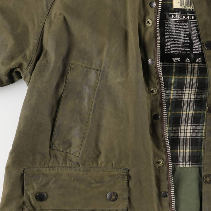 2000'S Barbour Bedale 3-Warrant Waxed Cotton Oiled Jacket, Made in England, Size C42 (Men's L equivalent) cotton Khaki type Vintage Second Hand
