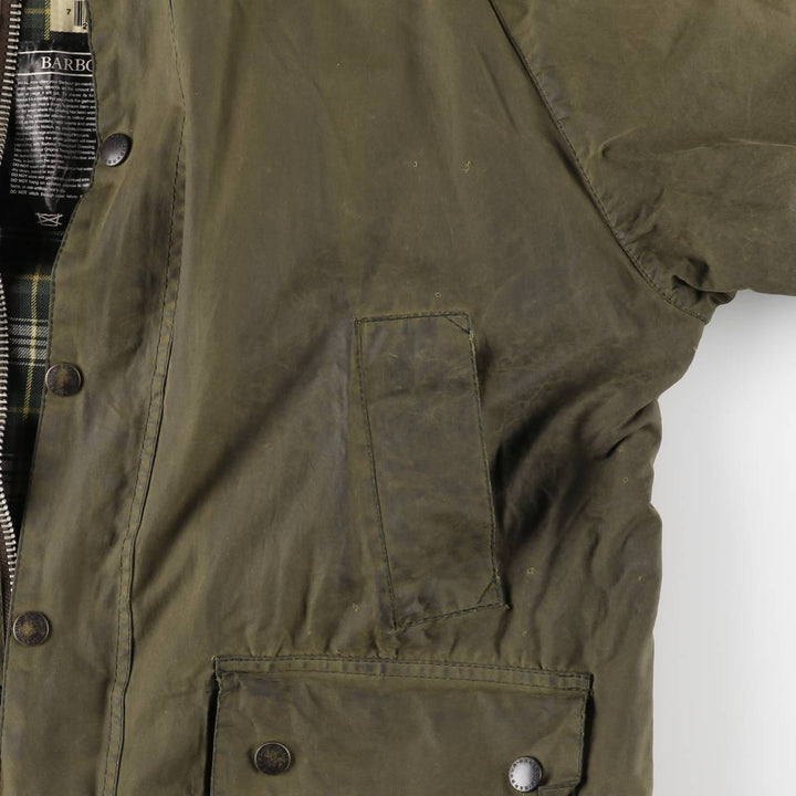 2000'S Barbour Bedale 3-Warrant Waxed Cotton Oiled Jacket, Made in England, Size C42 (Men's L equivalent) cotton Khaki type Vintage Second Hand
