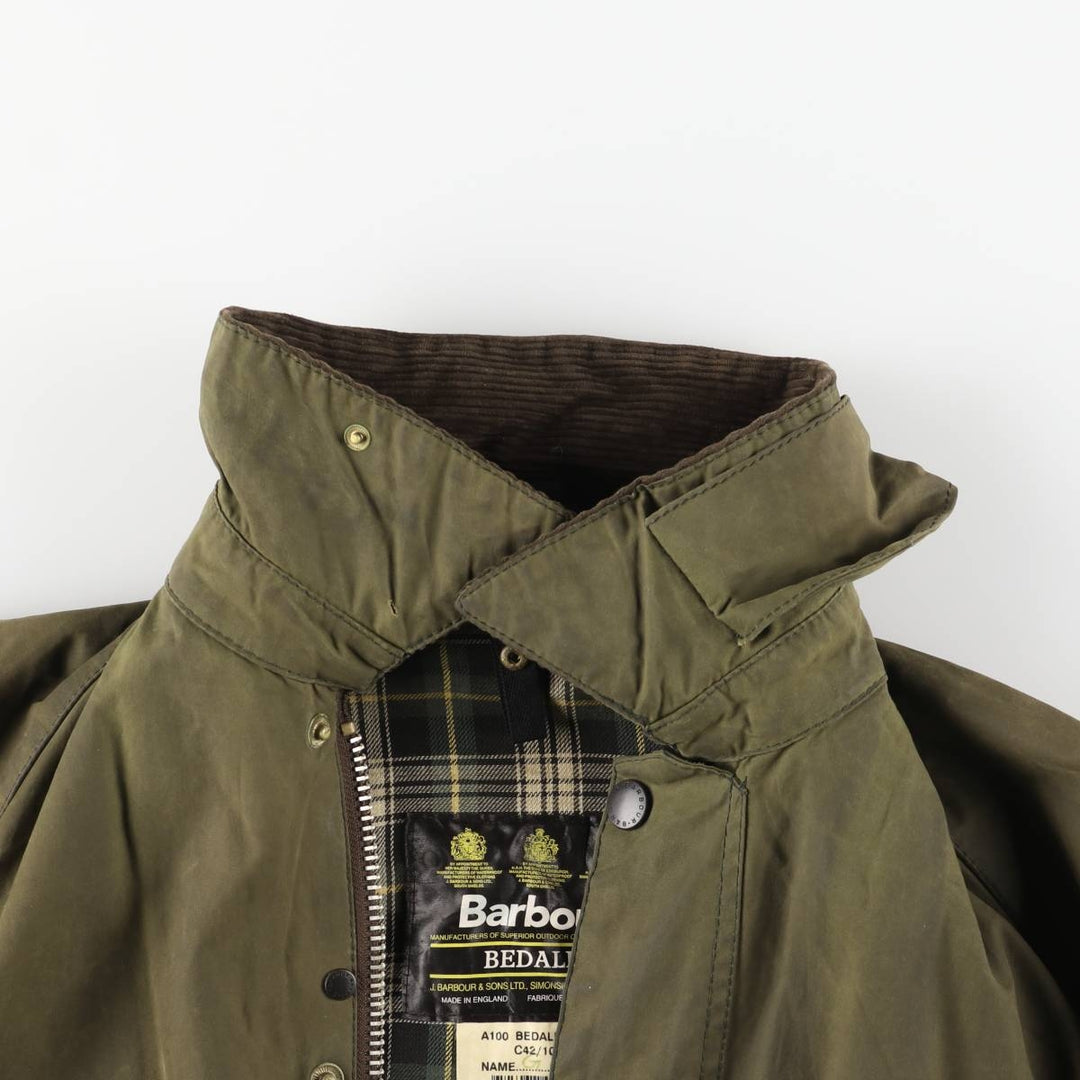 2000'S Barbour Bedale 3-Warrant Waxed Cotton Oiled Jacket, Made in England, Size C42 (Men's L equivalent) cotton Khaki type Vintage Second Hand