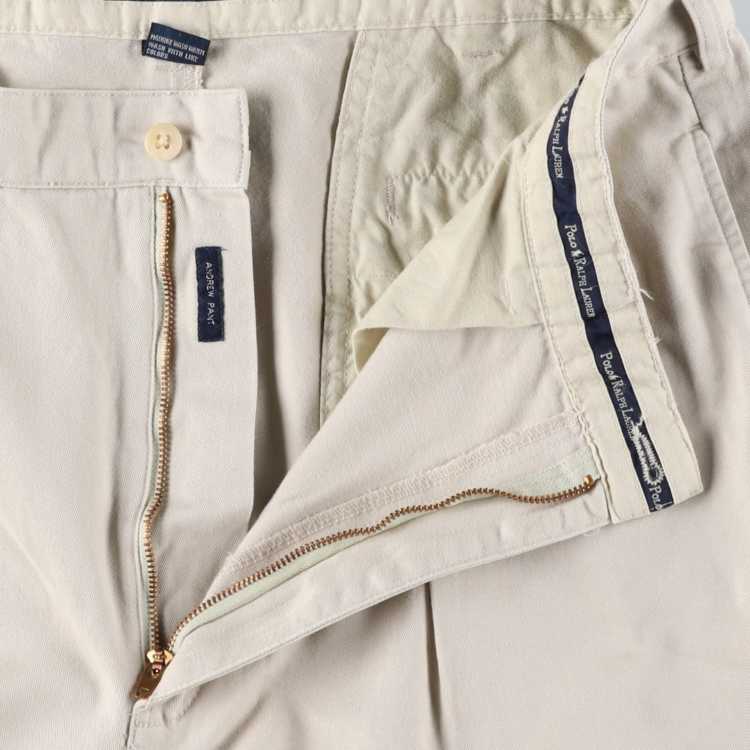 Ralph Lauren Polo Ralph Lauren Two-pleat Chino Pants for Men, W34 equivalent cotton ivory Vintage Second Hand