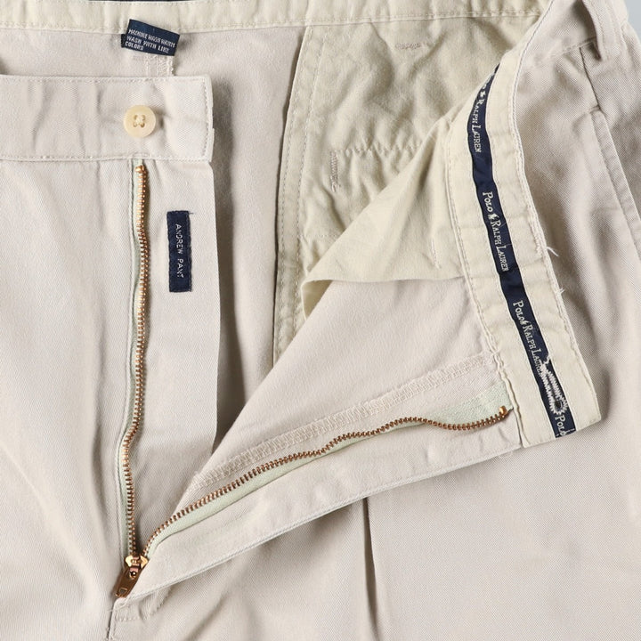 Ralph Lauren Polo Ralph Lauren Two-pleat Chino Pants for Men, W34 equivalent cotton ivory Vintage Second Hand