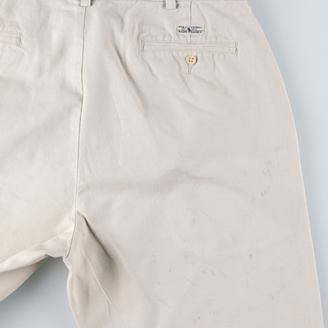 Ralph Lauren Polo Ralph Lauren Two-pleat Chino Pants for Men, W34 equivalent cotton ivory Vintage Second Hand
