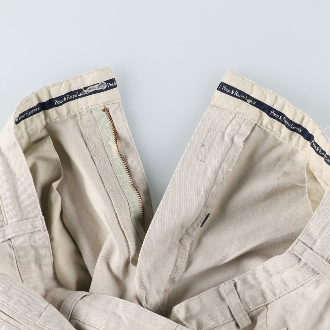 Ralph Lauren Polo Ralph Lauren Two-pleat Chino Pants for Men, W34 equivalent cotton ivory Vintage Second Hand
