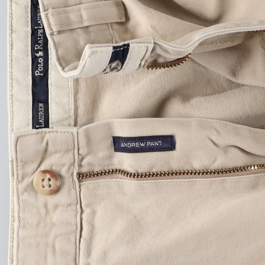 Ralph Lauren Polo Ralph Lauren Two-pleat Chino Pants for Men, W34 equivalent cotton ivory Vintage Second Hand