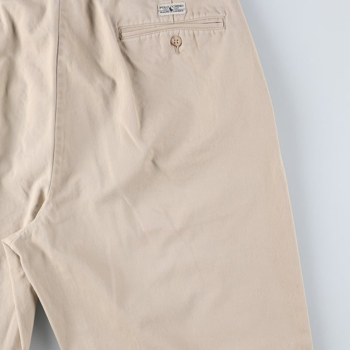 Ralph Lauren Polo Ralph Lauren Two-pleat Chino Pants for Men, W34 equivalent cotton ivory Vintage Second Hand