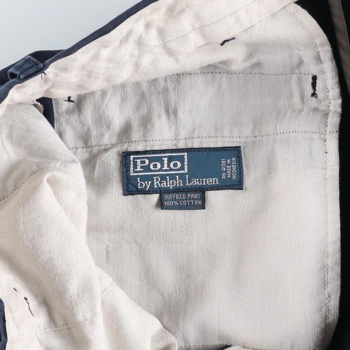 Ralph Lauren POLO by Ralph Lauren SUFFIELD PANT chino pants, men's size W37 cotton navy blue type Vintage Second Hand