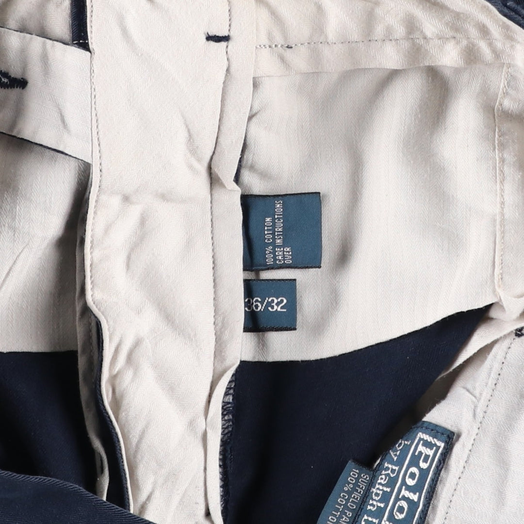 Ralph Lauren POLO by Ralph Lauren SUFFIELD PANT chino pants, men's size W37 cotton navy blue type Vintage Second Hand
