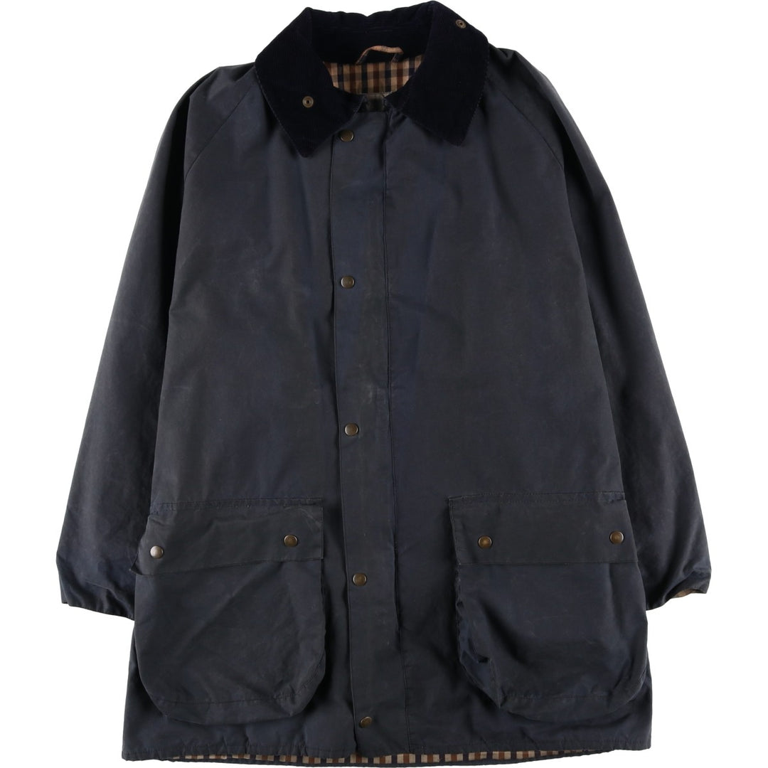 ~1990'S Aquascutum waxed cotton oiled jacket, made in England, men's size L equivalent, vintage. cotton navy blue type Vintage Second Hand