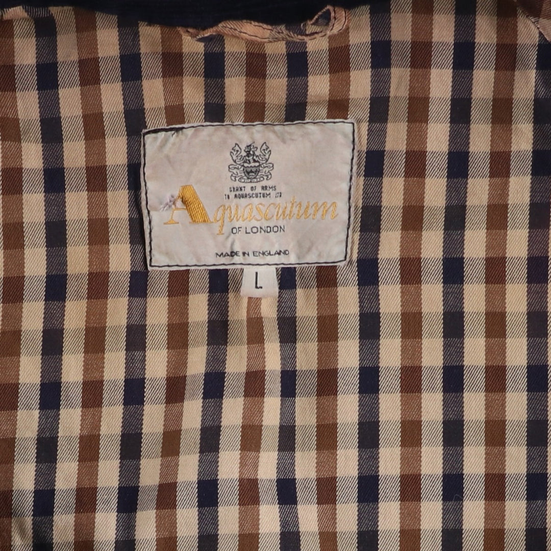 ~1990'S Aquascutum waxed cotton oiled jacket, made in England, men's size L equivalent, vintage. cotton navy blue type Vintage Second Hand