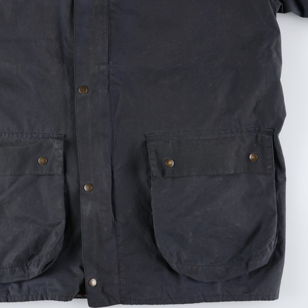 ~1990'S Aquascutum waxed cotton oiled jacket, made in England, men's size L equivalent, vintage. cotton navy blue type Vintage Second Hand
