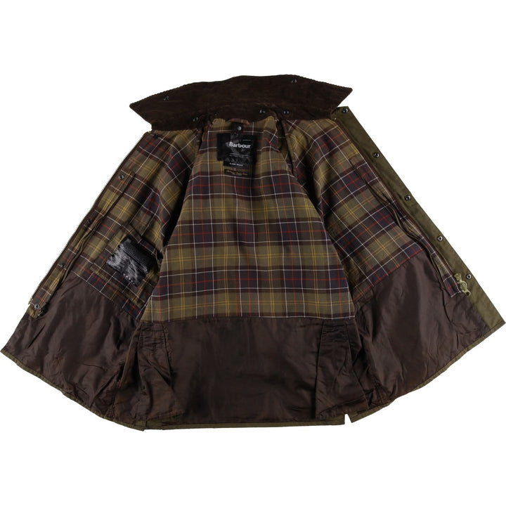 Barbour Classic Bedale 3-Warrant Waxed Cotton Oiled Jacket, Made in England, Size C42 (Men's L equivalent) Waxed cotton Khaki type Vintage Second Hand