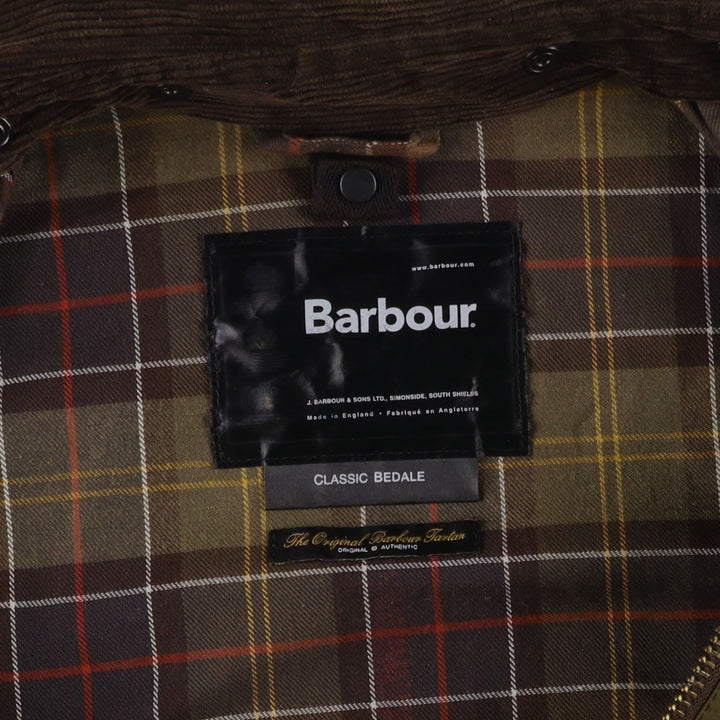 Barbour Classic Bedale 3-Warrant Waxed Cotton Oiled Jacket, Made in England, Size C42 (Men's L equivalent) Waxed cotton Khaki type Vintage Second Hand