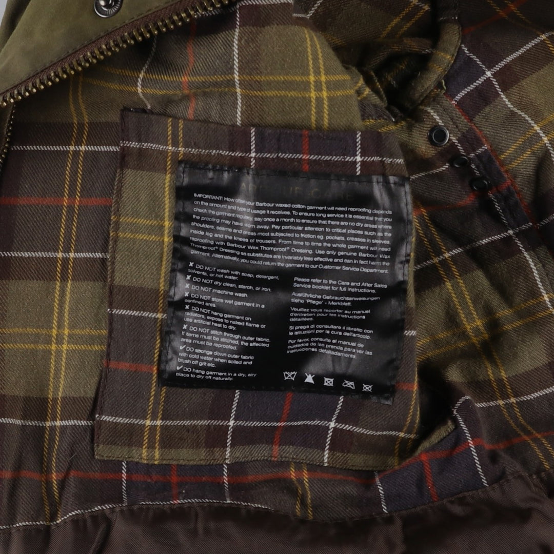 Barbour Classic Bedale 3-Warrant Waxed Cotton Oiled Jacket, Made in England, Size C42 (Men's L equivalent) Waxed cotton Khaki type Vintage Second Hand