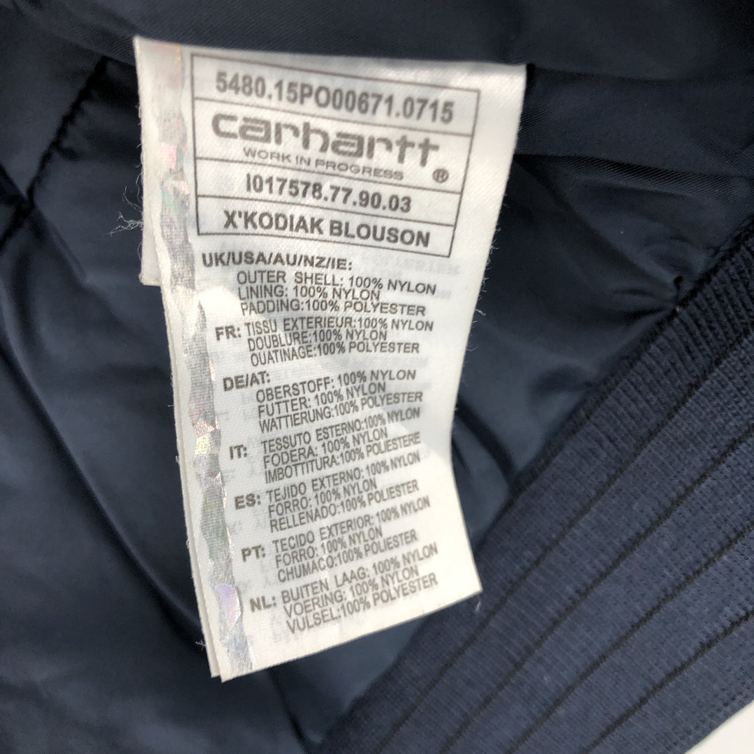 Carhartt KODIAK BLOUSON Nylon Parka with Padded Lining, Size M Nylon navy blue type Vintage Second Hand