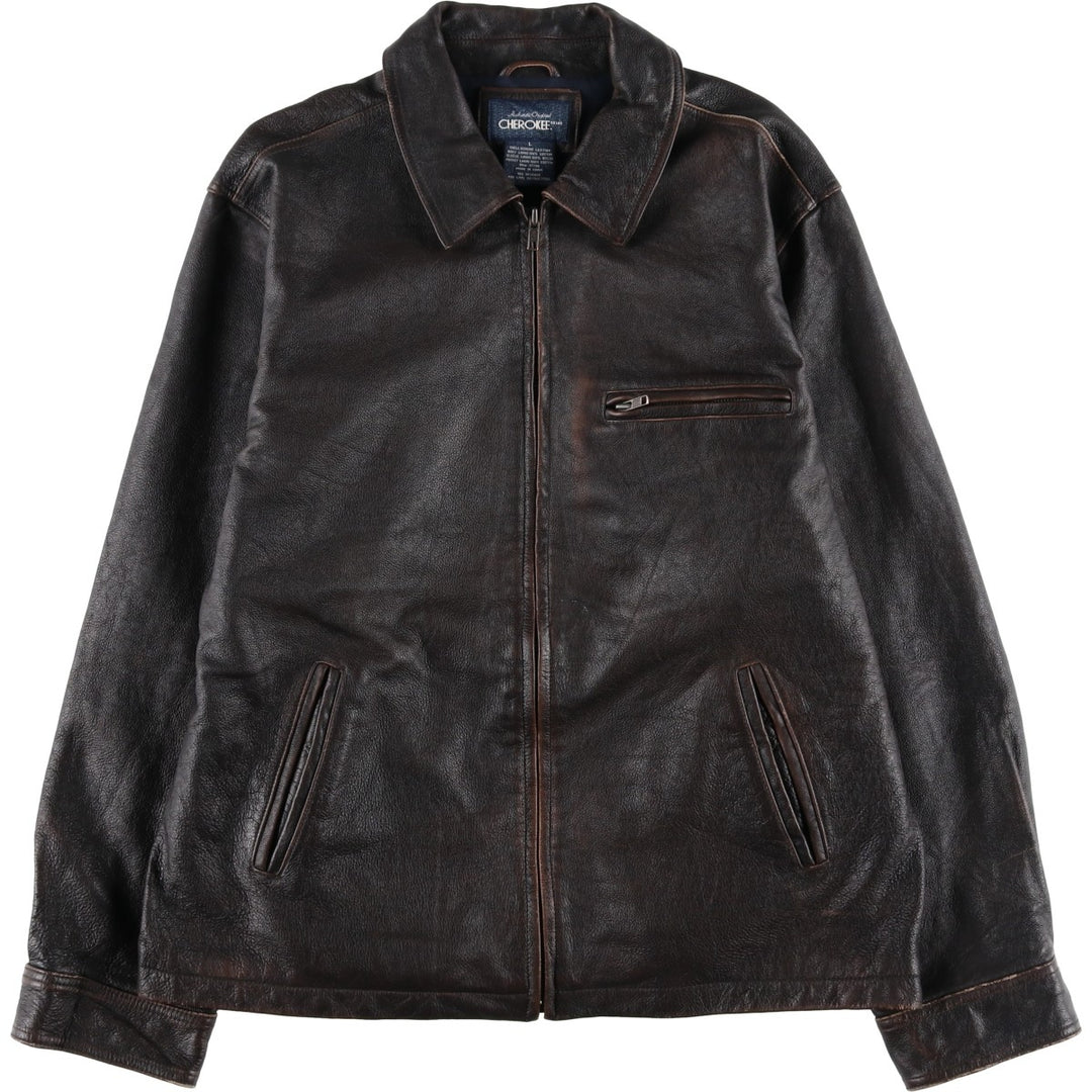 CHEROKEE Swing Top Leather Blouson, Men's Size L genuine leather brown type Vintage Second Hand