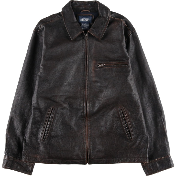 CHEROKEE Swing Top Leather Blouson, Men's Size L genuine leather brown type Vintage Second Hand