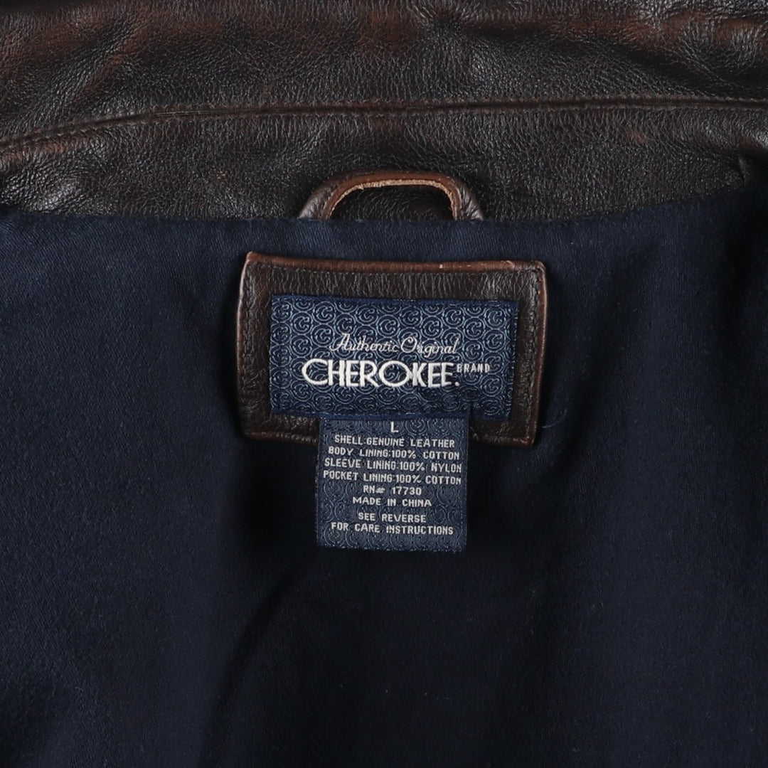 CHEROKEE Swing Top Leather Blouson, Men's Size L genuine leather brown type Vintage Second Hand