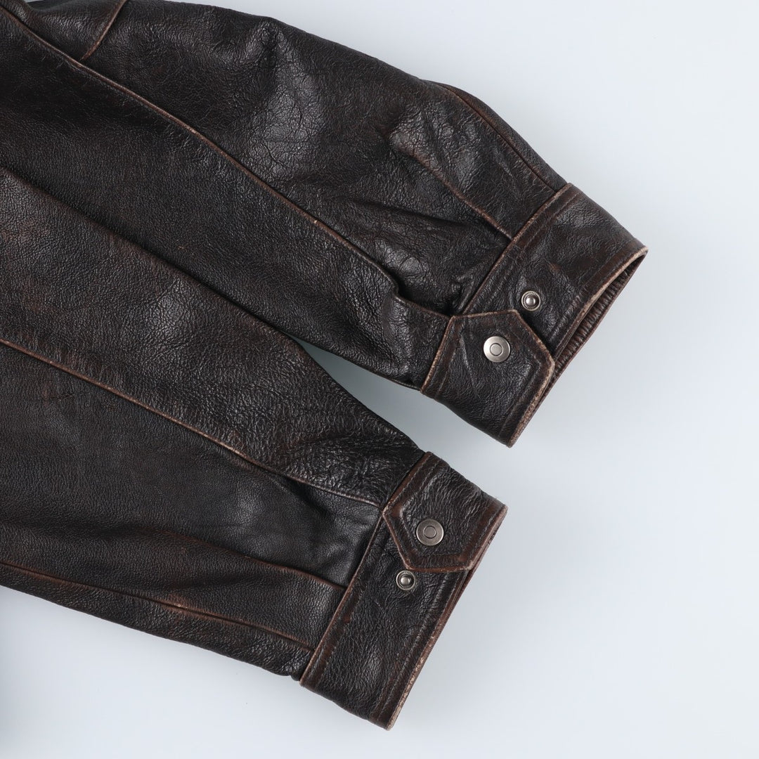 CHEROKEE Swing Top Leather Blouson, Men's Size L genuine leather brown type Vintage Second Hand