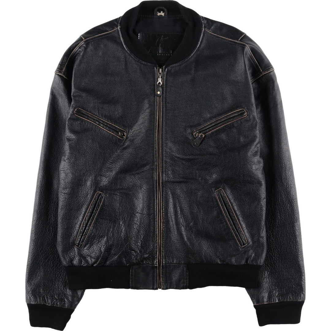 MAURITIUS Leather Blouson Men's XL genuine leather black type Vintage Second Hand