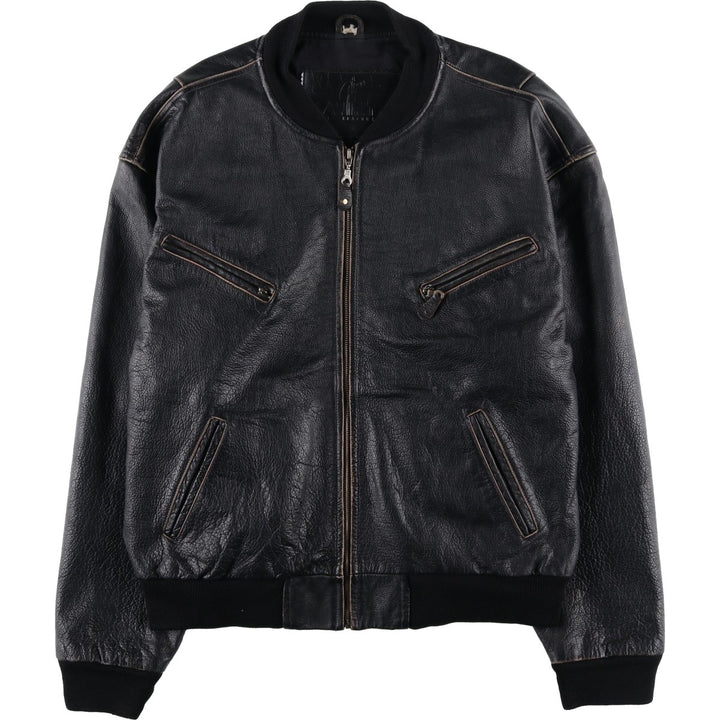 MAURITIUS Leather Blouson Men's XL genuine leather black type Vintage Second Hand