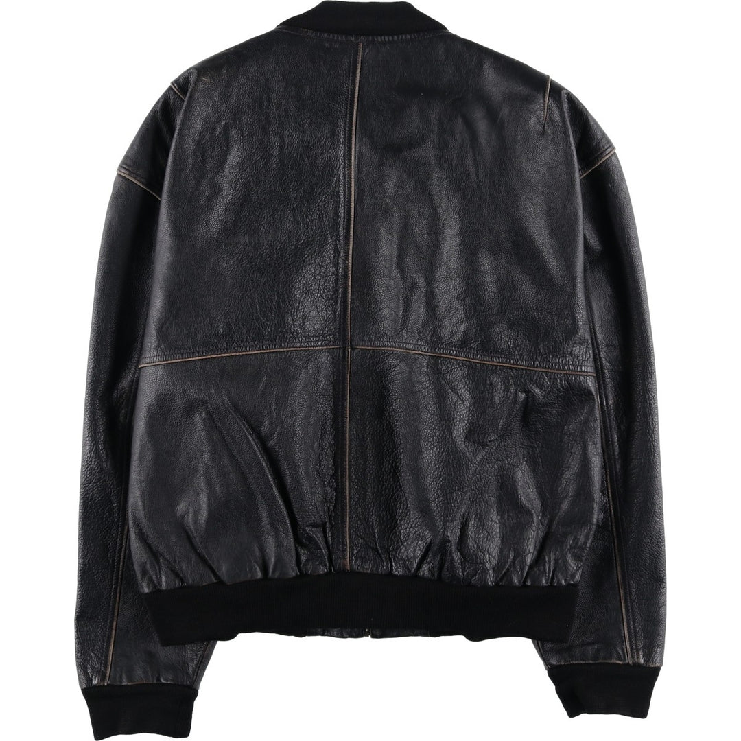 MAURITIUS Leather Blouson Men's XL genuine leather black type Vintage Second Hand