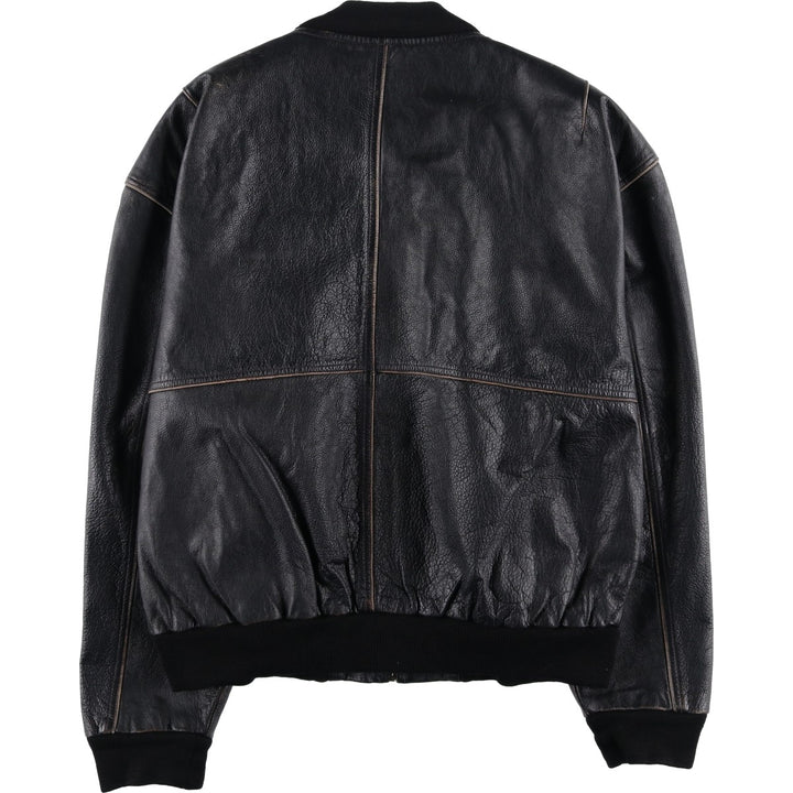 MAURITIUS Leather Blouson Men's XL genuine leather black type Vintage Second Hand