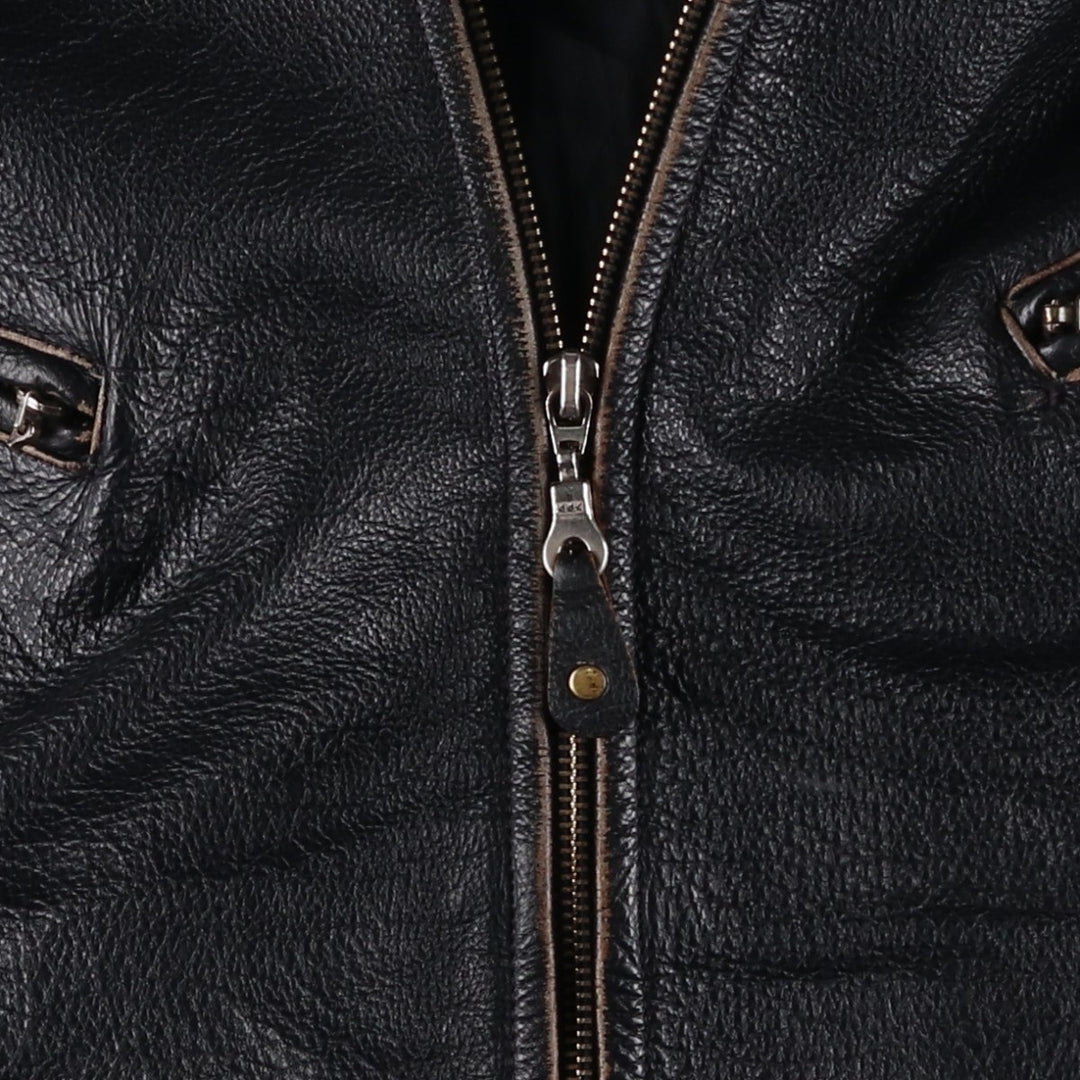 MAURITIUS Leather Blouson Men's XL genuine leather black type Vintage Second Hand