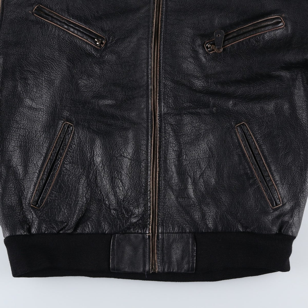 MAURITIUS Leather Blouson Men's XL genuine leather black type Vintage Second Hand