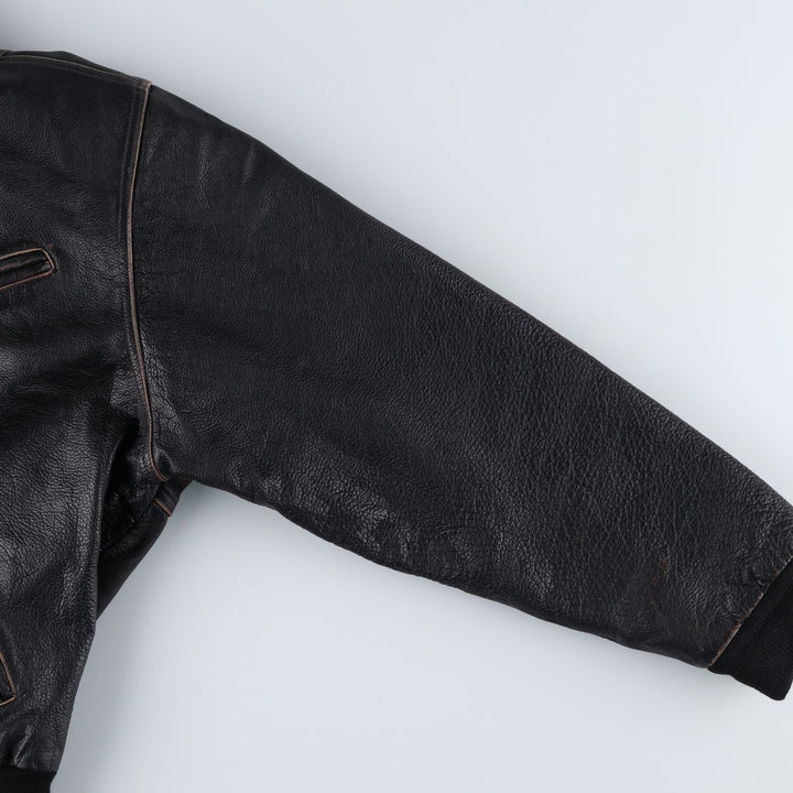 MAURITIUS Leather Blouson Men's XL genuine leather black type Vintage Second Hand