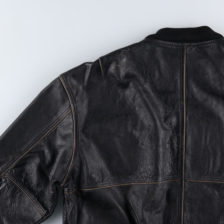 MAURITIUS Leather Blouson Men's XL genuine leather black type Vintage Second Hand