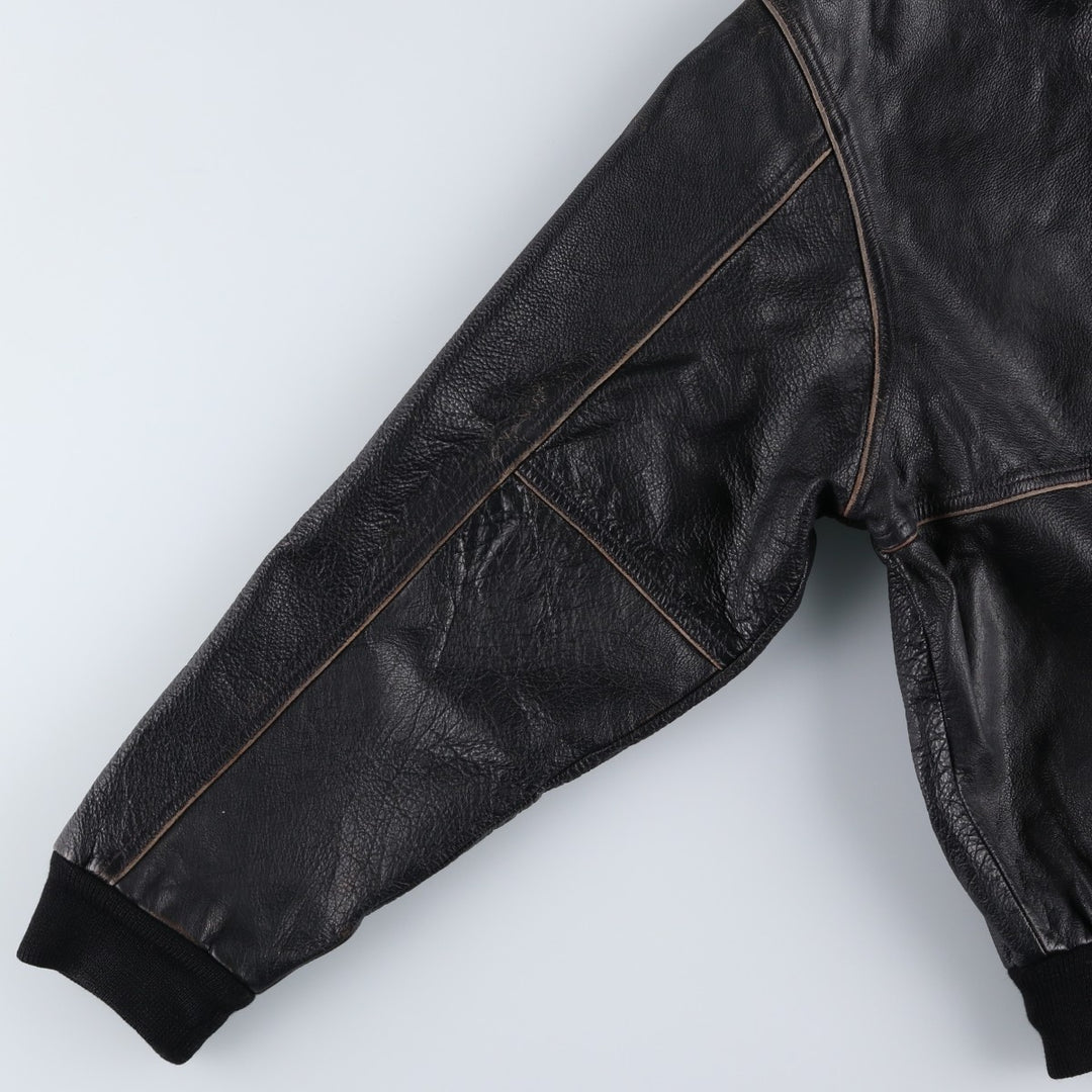 MAURITIUS Leather Blouson Men's XL genuine leather black type Vintage Second Hand