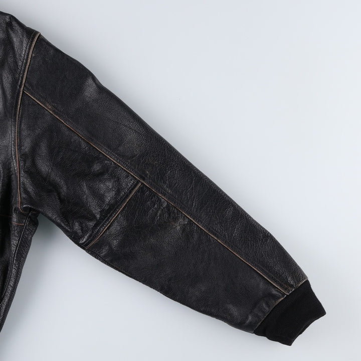 MAURITIUS Leather Blouson Men's XL genuine leather black type Vintage Second Hand