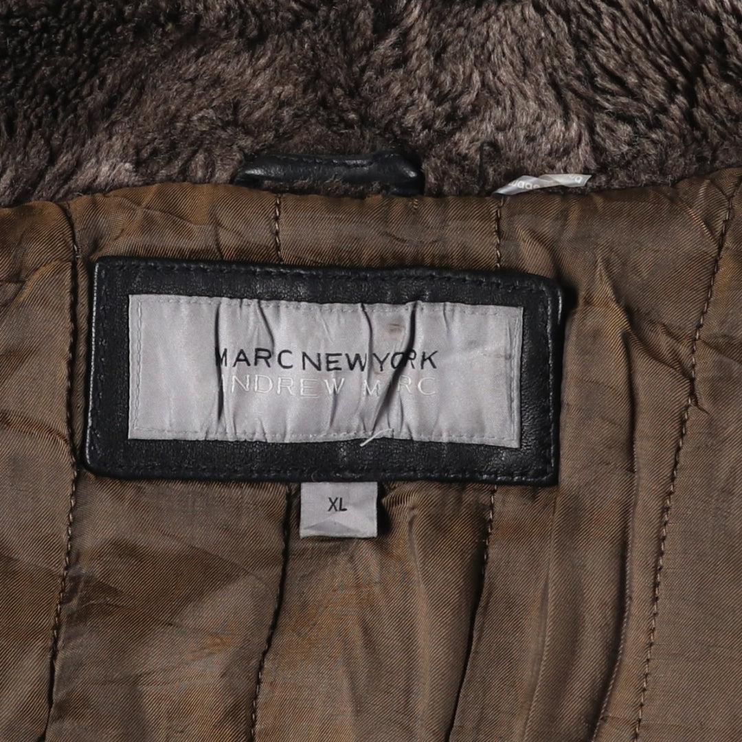 MARC NEW YORK ANDREW MARC padded leather jacket, men's size XL genuine leather black type Vintage Second Hand