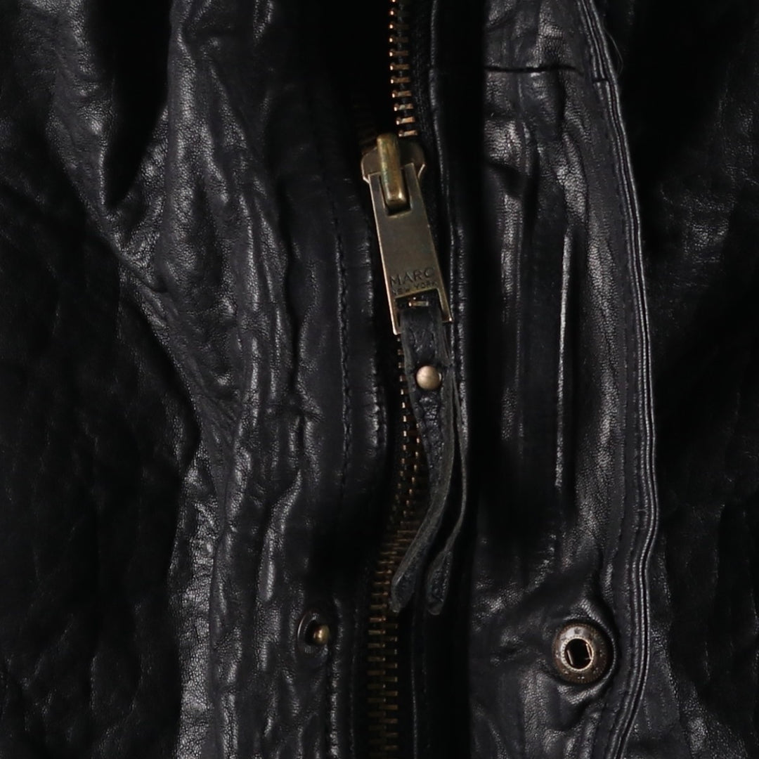 MARC NEW YORK ANDREW MARC padded leather jacket, men's size XL genuine leather black type Vintage Second Hand